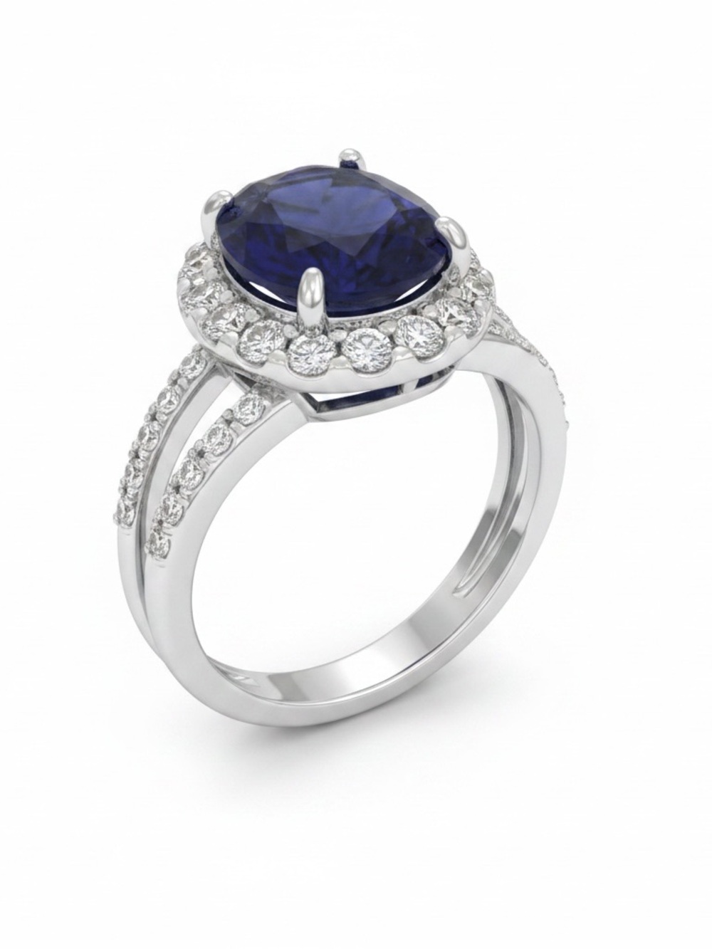 Main Stone: Lab Created Dark Amethyst Dazzling Silver and Purple